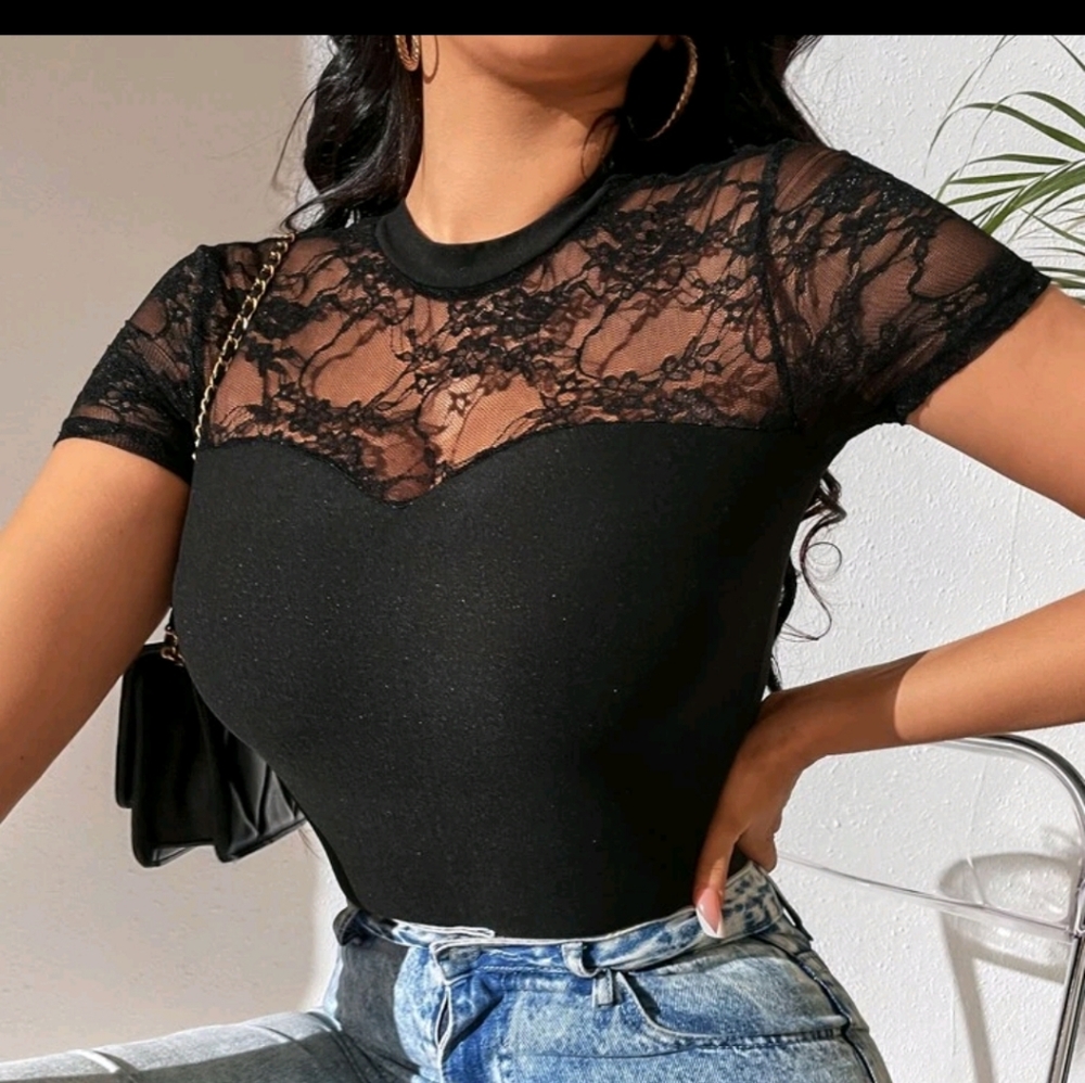 Contrast Lace Bodysuit